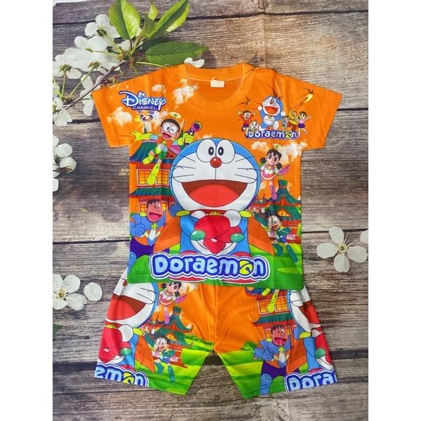 Bộ Thun Size 7-19Kg, 6 Tháng-5 Tuổi In 3D Đoraemon, Áo Quần Thun Lạnh Bé Trai