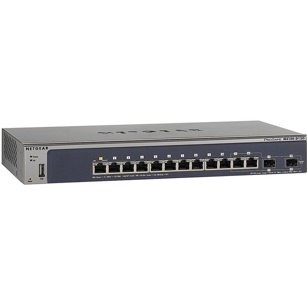 Thiết Bị Chia Mạng Để Bàn 12 Cổng 10/100/1000M Với 2 Cổng Quang 1G SFP Fully Managed Gigabit Ethernet ProSAFE Next-Gen Edge Switch Netgear M4100-D12G (GSM5212) - Hàng Chính Hãng