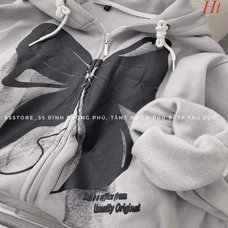 Áo khoác nỉ cotton nơ in 2 mặt H2A768