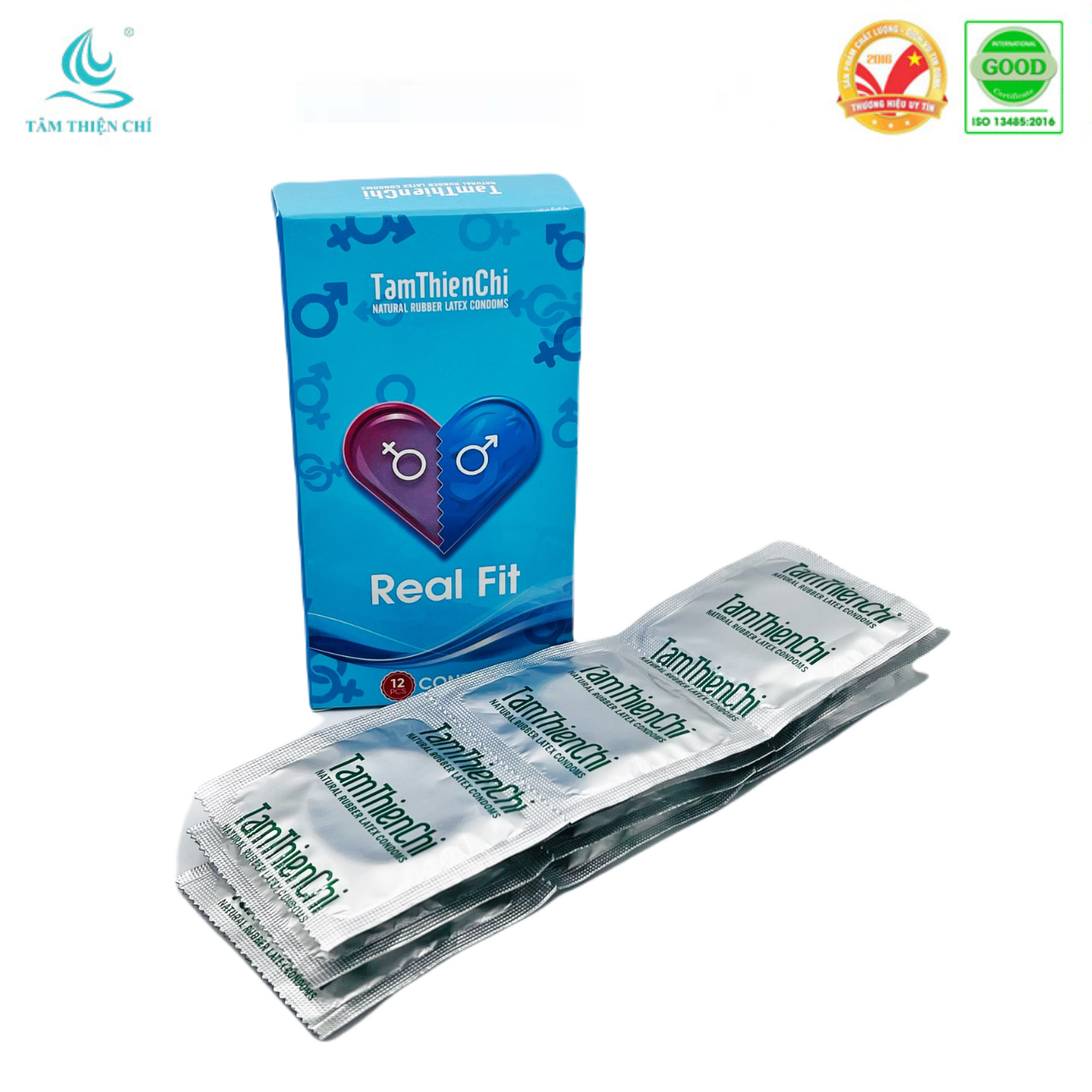 Bao cao su Tâm Thiện Chí Real Fit bộ 48 cái Size nhỏ Ôm sát Mỏng trơn