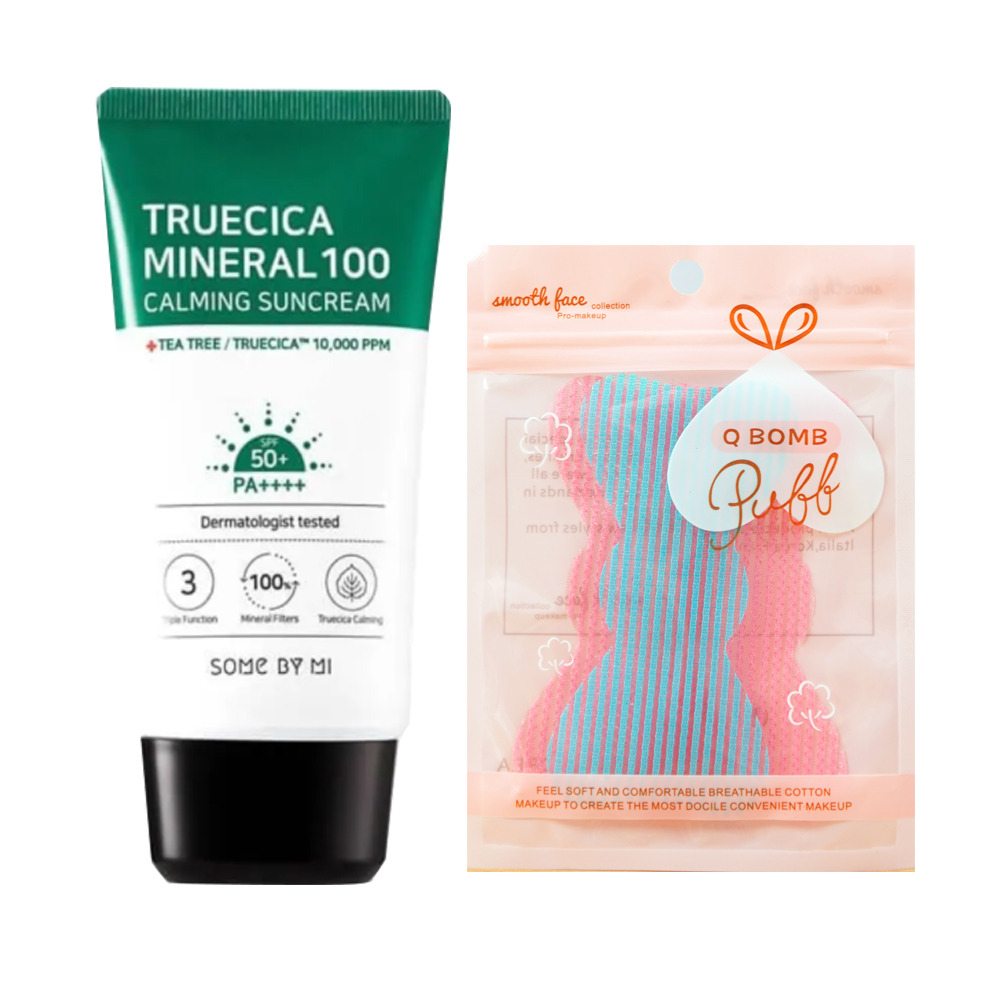 Kem Chống Nắng Dành Cho Da Dầu Mụn, Nhạy Cảm Some By Mi Trucica Mineral 100 Calming Suncream SPF50+/PA+++ 50ml tặng kèm miếng dán tóc (màu ngẫu nhiên)