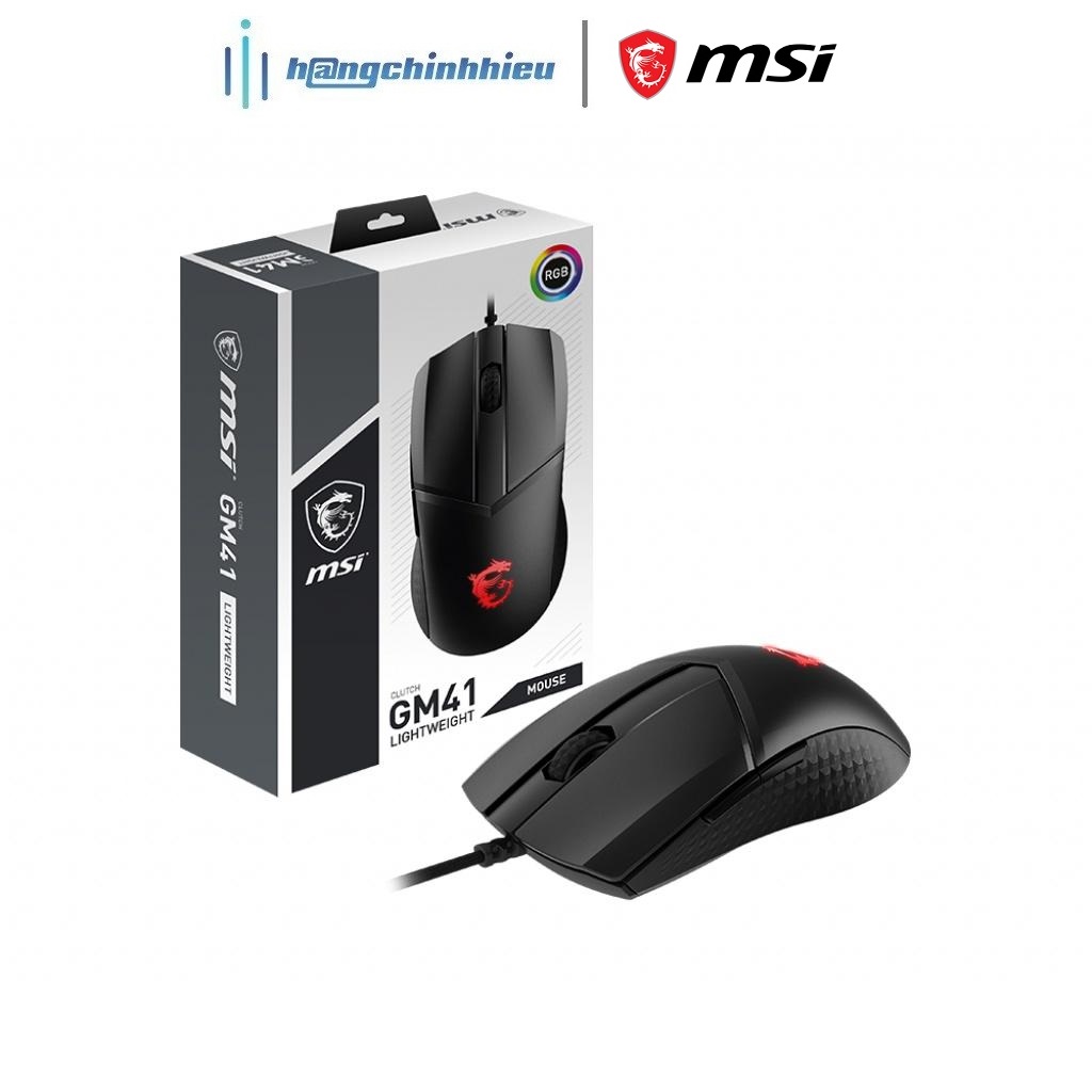 Chuột gaming có dây vỏ dù MSI Clutch GM41 Lightweight màu đen Hàng chính hãng