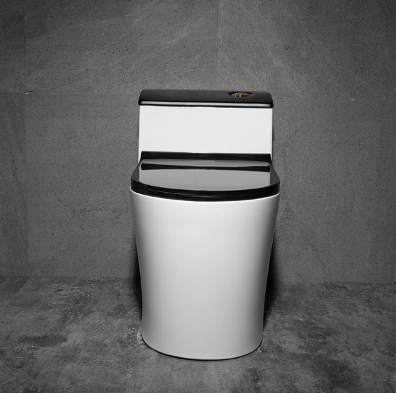Bồn cầu 1 khối màu trắng đen kích thước nhỏ gọn thiết kế hiện đại phù hợp nhà vệ sinh nhỏ