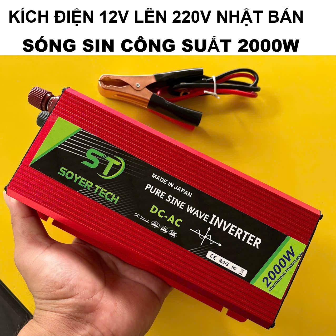 ̣( HÀNG NHẬT ) Bộ Kích Điện Inverter 12V-220V 2000W Sóng Sin Chuẩn – Chạy Ổn Định, Siêu Bền