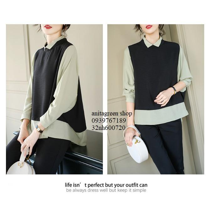 Nh600720-SƠ MI NỮ PHỐI MÀU CÁ TÍNH