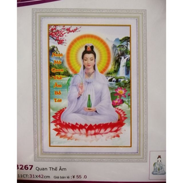 Tranh thêu chữ thập QUAN ÂM (31*42cm) chưa thêu