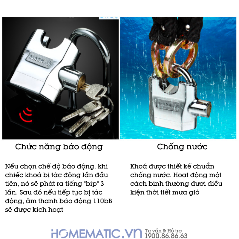 Ổ Khoá Hú Chống Trộm Nhà Chống Cắt Báo Động Chống Nước DF8325