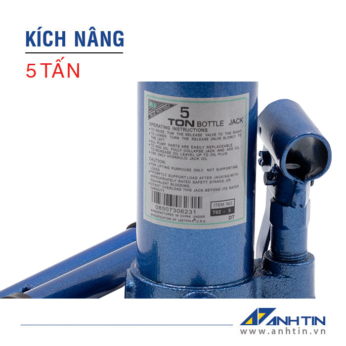 Con đội 5 tấn | Kích nâng xe ô tô xe tải | Kích thủy lực 5 tấn | Chiều cao nâng 120mm | Chiều cao ren 60mm