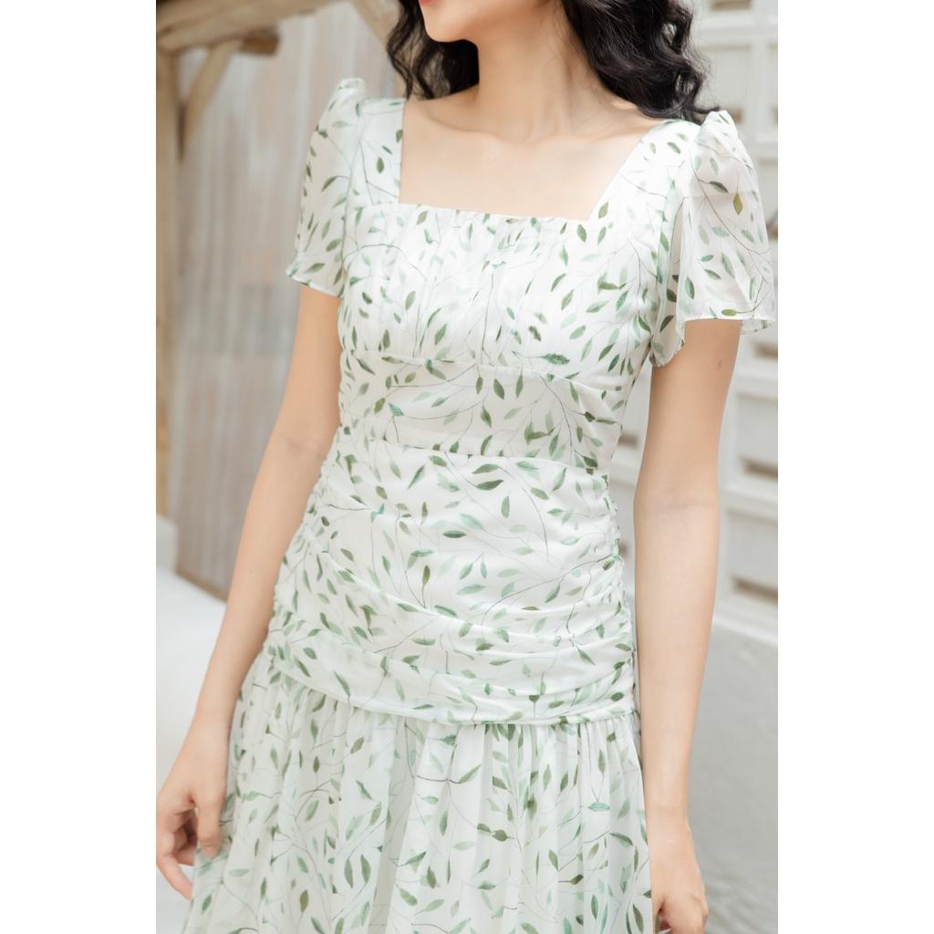 TIELA Đầm váy xếp nhún ở eo-Leaves Dress