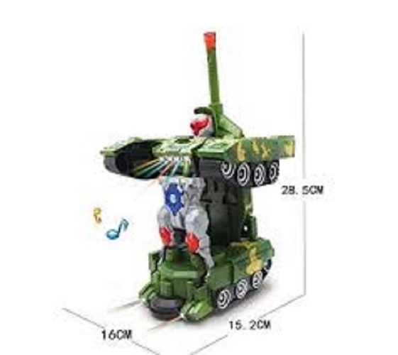 Đồ chơi mô hình chiếc xe tăng biến hình tự động thành robot có nhạc và đèn cực bền