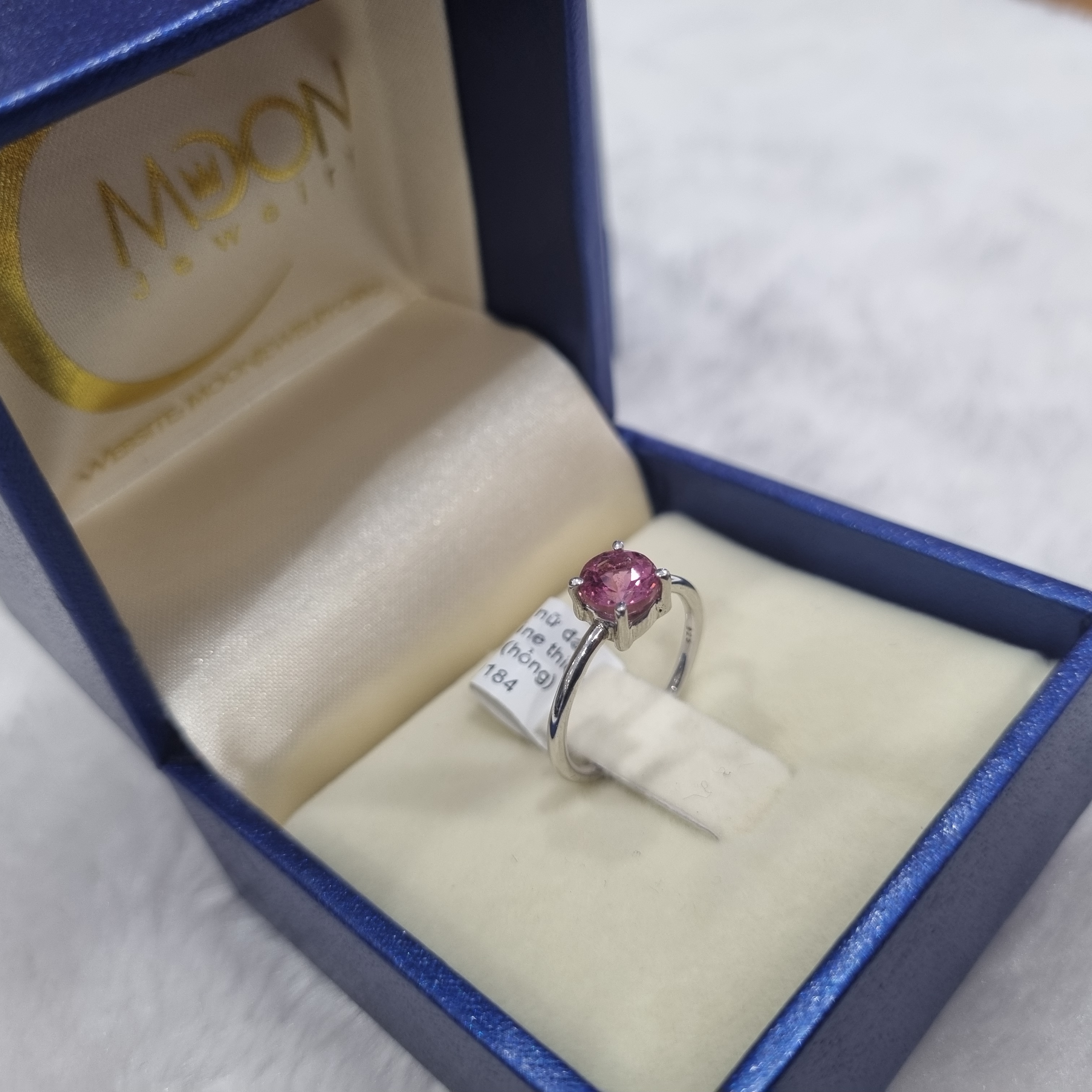Nhẫn nữ đá Tourmaline thiên nhiên màu hồng - MOON Jewelry