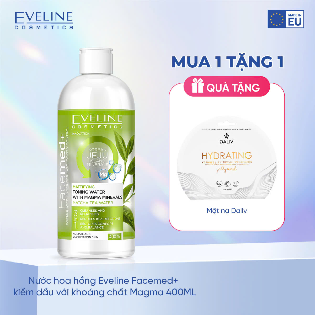 Nước Hoa Hồng Kiềm Dầu Khoáng Chất Magma Eveline 400Ml