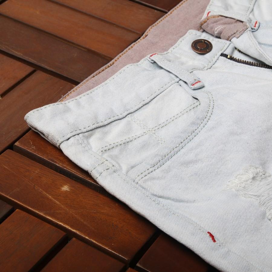 Quần short jean nam xanh bạc rách GN32 Gấu Nâu