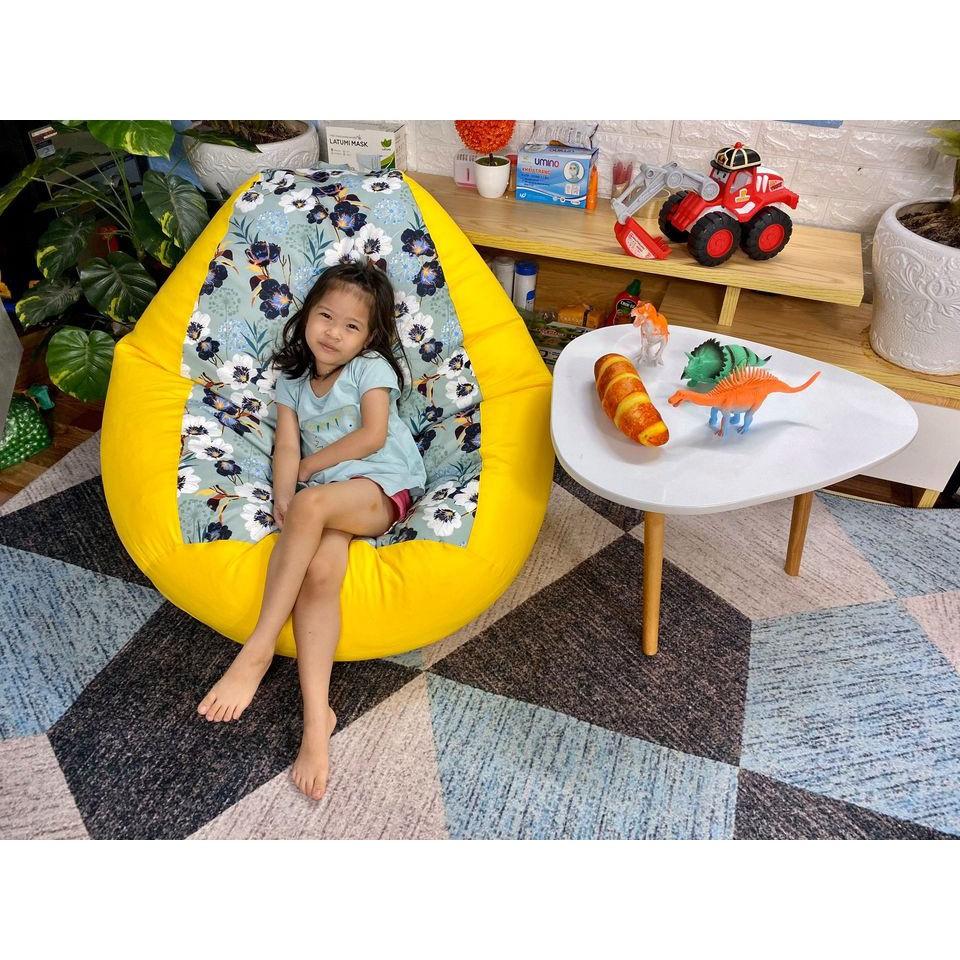Ghế xốp đa năng dáng lê TONE VÀNG Babykid, chất vải thô Nhật full