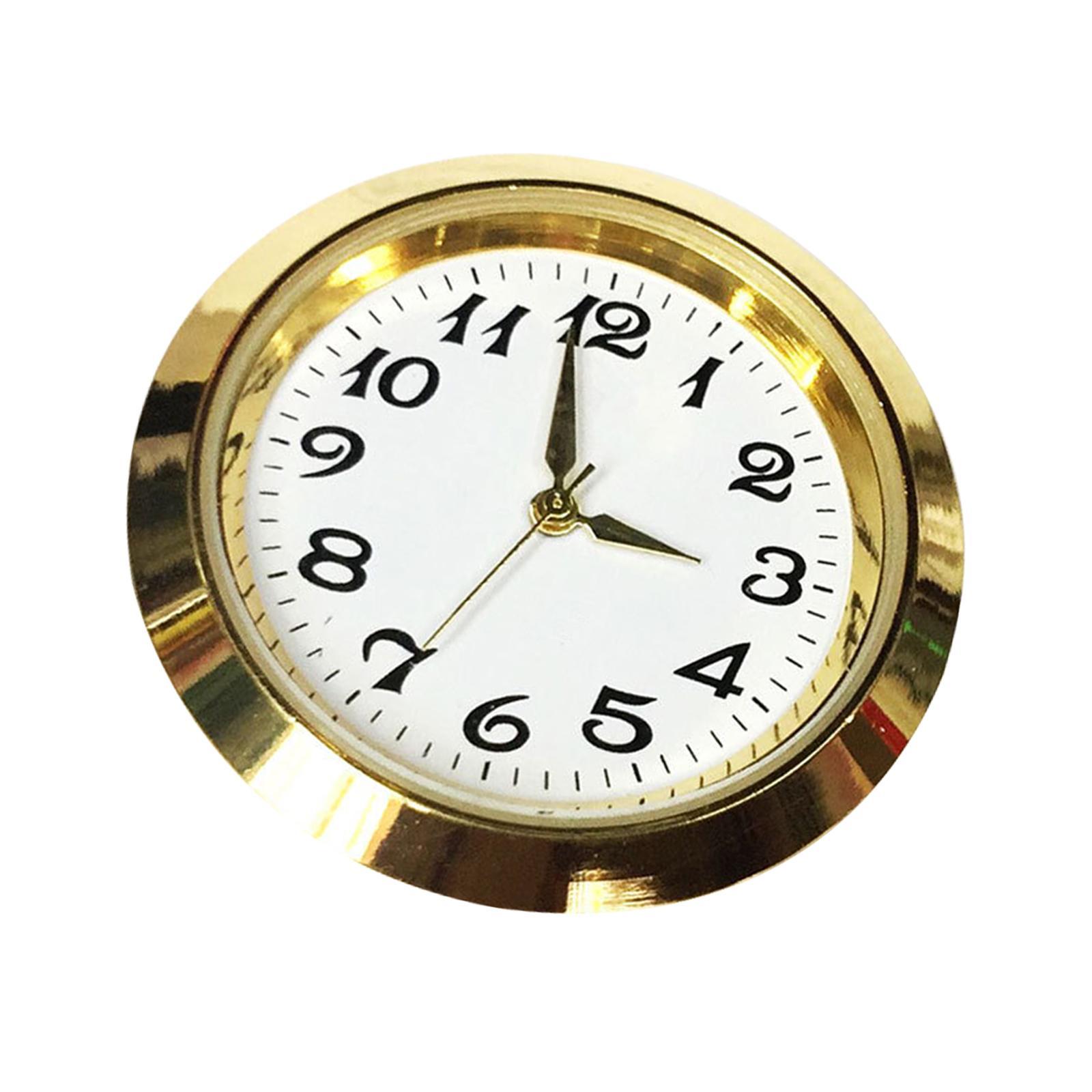 2 Pack Round Clock Insert Clock Face Metal Mini Clock Clock Fit up Movement