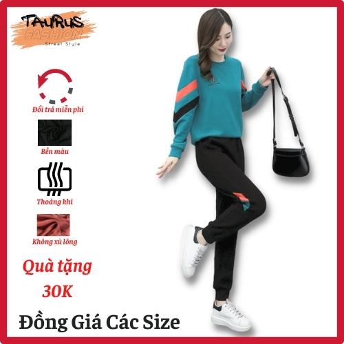 Bộ Thể Thao Tay Dài Nữ, Thun Cotton TAURUS FASHION, Áo Bo Gấu Giấu bụng, Che Khuyết Điểm, Tôn Dáng