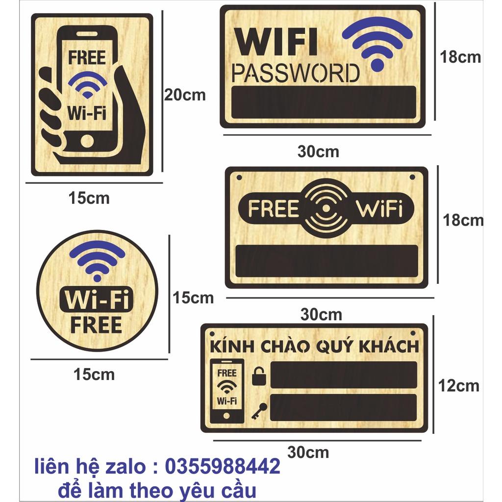 Bảng thông tin wifi bằng gỗ handmade trang trí Decor shop, Cửa Hàng