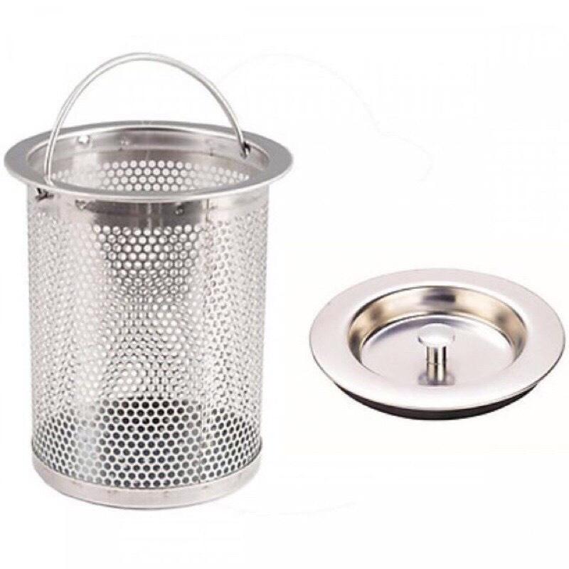 Giỏ lọc rác và nắp chặn rác bồn rửa bát Inox cao cấp