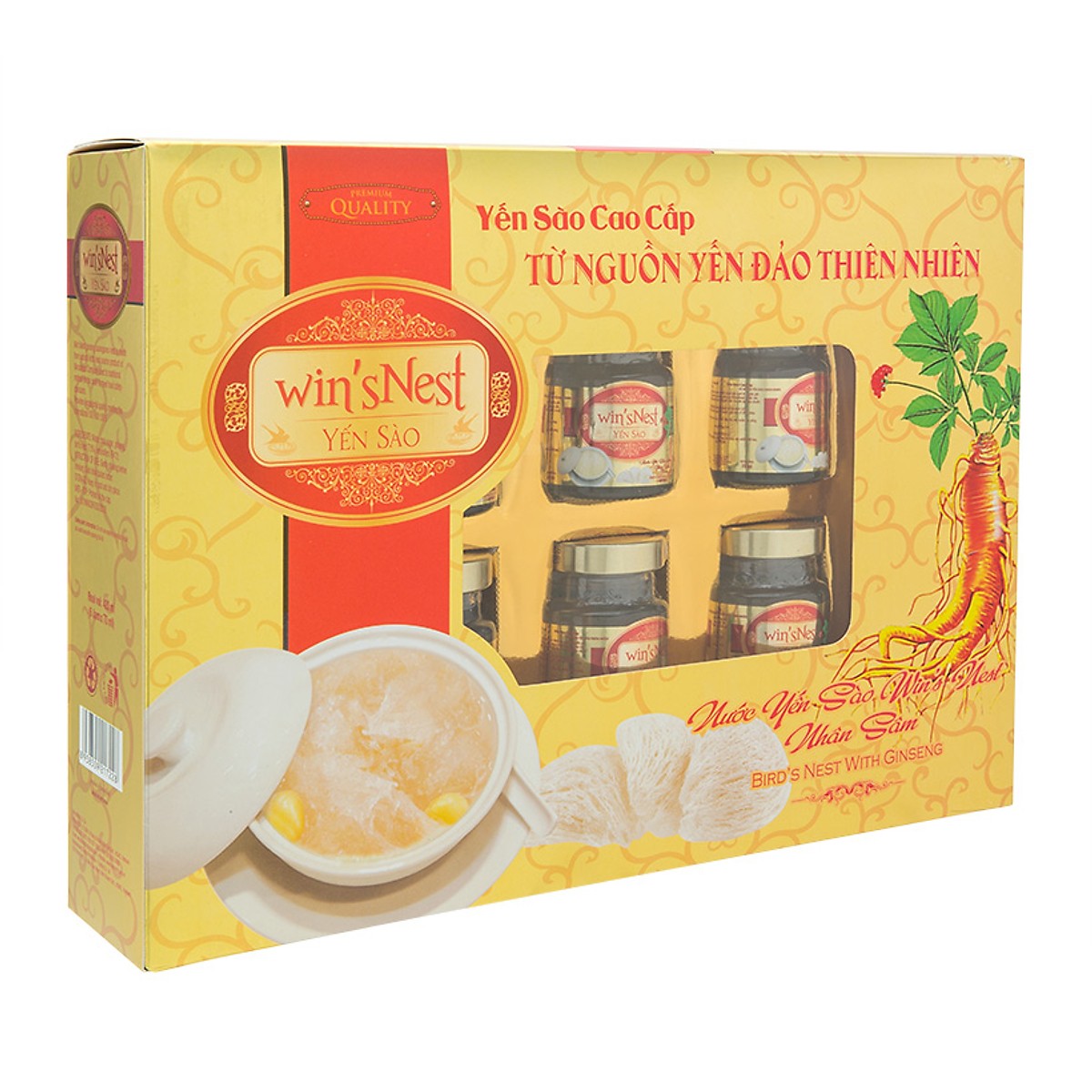 Combo 2 hộp Nước Yến Sào win'sNest Nhân Sâm (6 Lọ x 70 ml / Hộp) phù hợp cho người lớn (kèm túi xách)