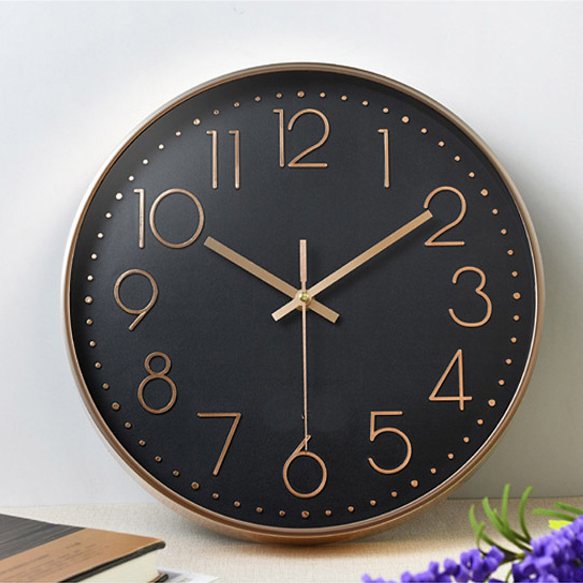 Đồng hồ treo tường kim trôi vỏ kim loại, 20cm, màu đen Dan House – DH01D bản nâng cấp