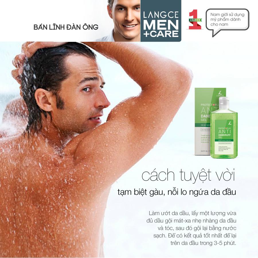 PROTECT PLUS GEL GỘI SẠCH VẨY NẤM, GÀU HẾT NGỨA DA ĐẦU 100ml LANGCE DÀNH CHO NAM