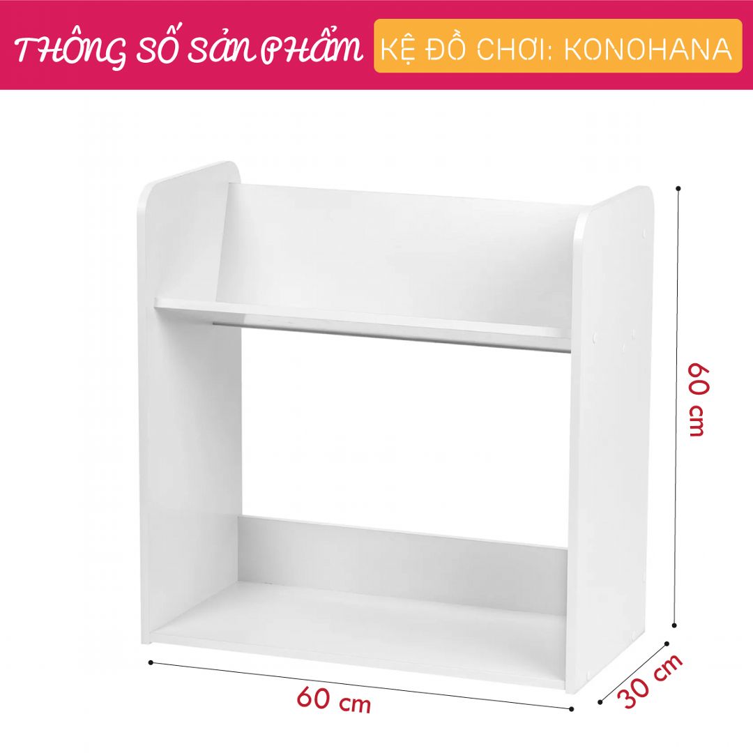 Kệ để đồ chơi cho bé SMLIFE Konohana | Gỗ MDF dày 17mm chống ẩm | D60xR30xC60cm