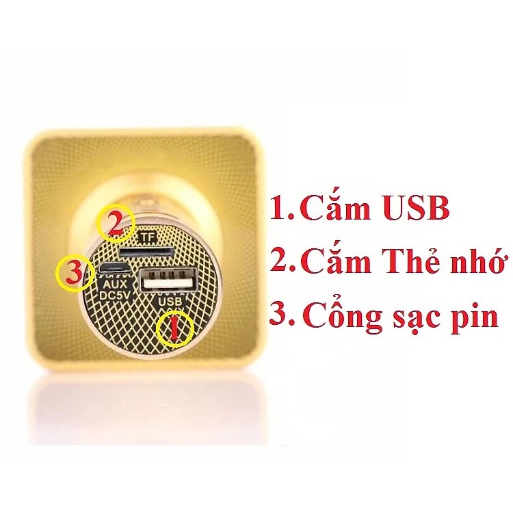 Micro karaoke không dây bluetooth kiêm loa nghe nhạc  3 trong 1 PF72 Gold - Hàng Nhập Khẩu