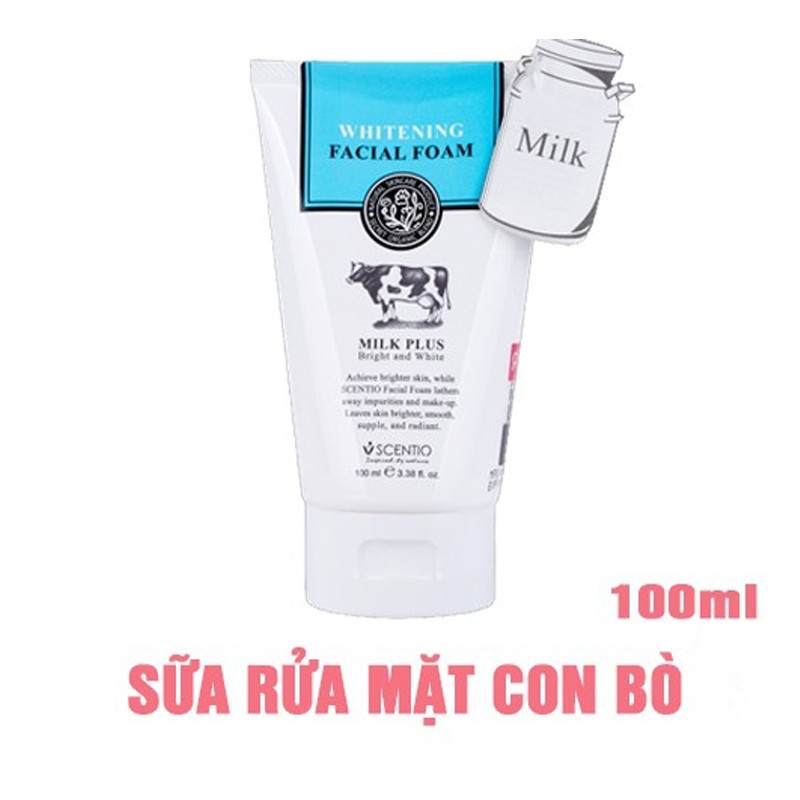 Combo 2 Sữa Rửa Mặt Tạo Bọt Dưỡng Trắng Và Trẻ Hoa Da Beauty Buffet Scentio Milk Plus 100ml/ tuýp