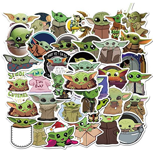 Set 60 Sticker Baby Yoda ảnh decal hình dán ép lụa