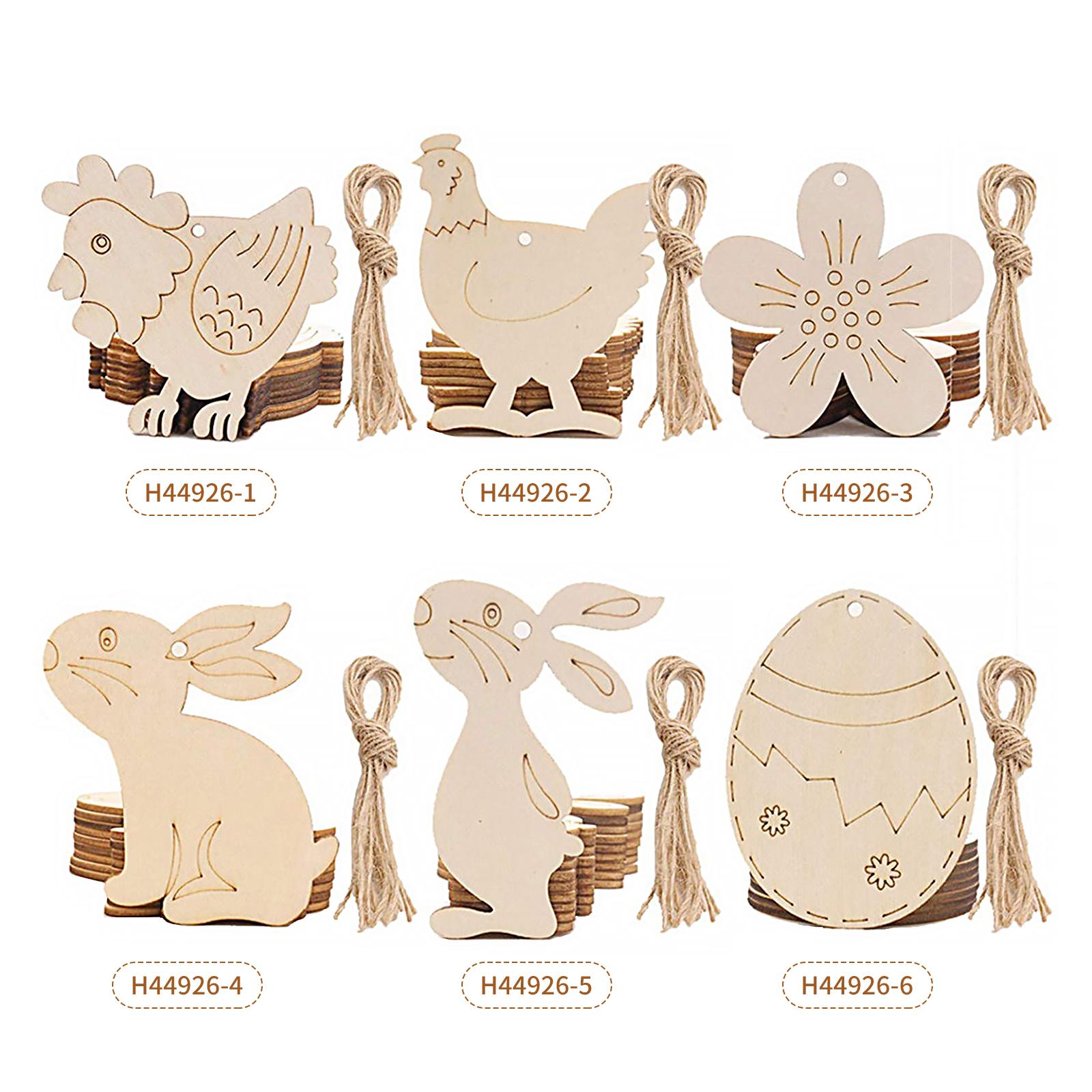 Set 10 Mặt Dây Chuyền Lễ Phục Sinh Bằng Gỗ Kèm Dây Rơm Đeo Cổ Tự Làm Tự Trang Trí Cho Trẻ Em Sáng Tạo