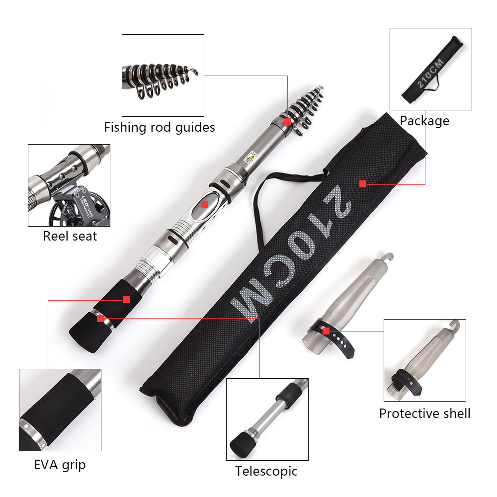Cần câu cá bằng sợi carbon kính thiên văn có thể thu vào