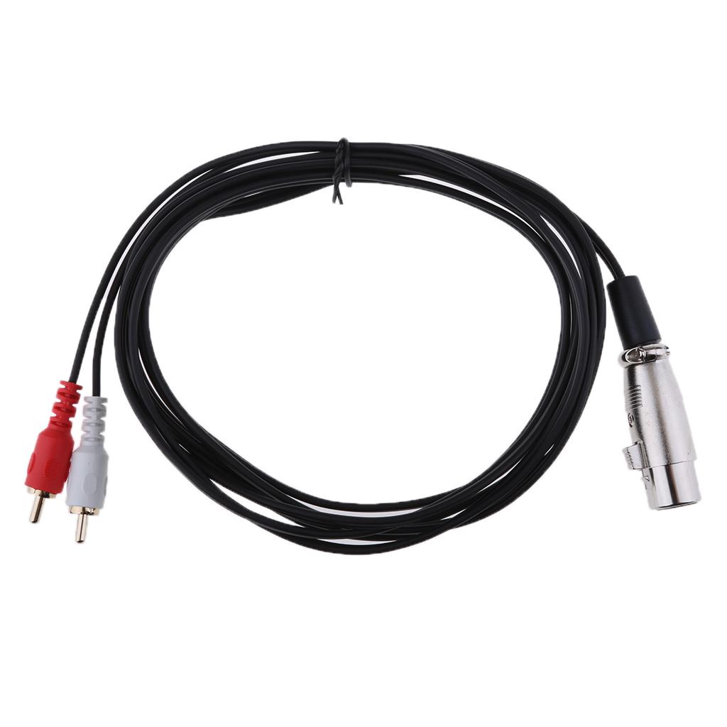 Stereo Audio Cable Wire Cord 3 Pin 1 XLR Female Plug to 2 RCA Male Splitter