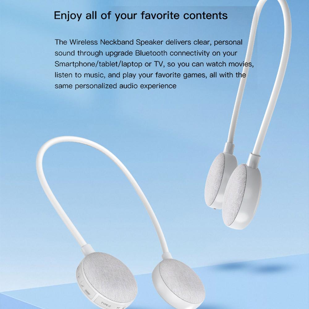 Aikswe cổ bluetooth loa không dây vòm bao quanh âm thanh nổi SD-card với micrô âm thanh ngoài trời di động cho trò chơi Color: White