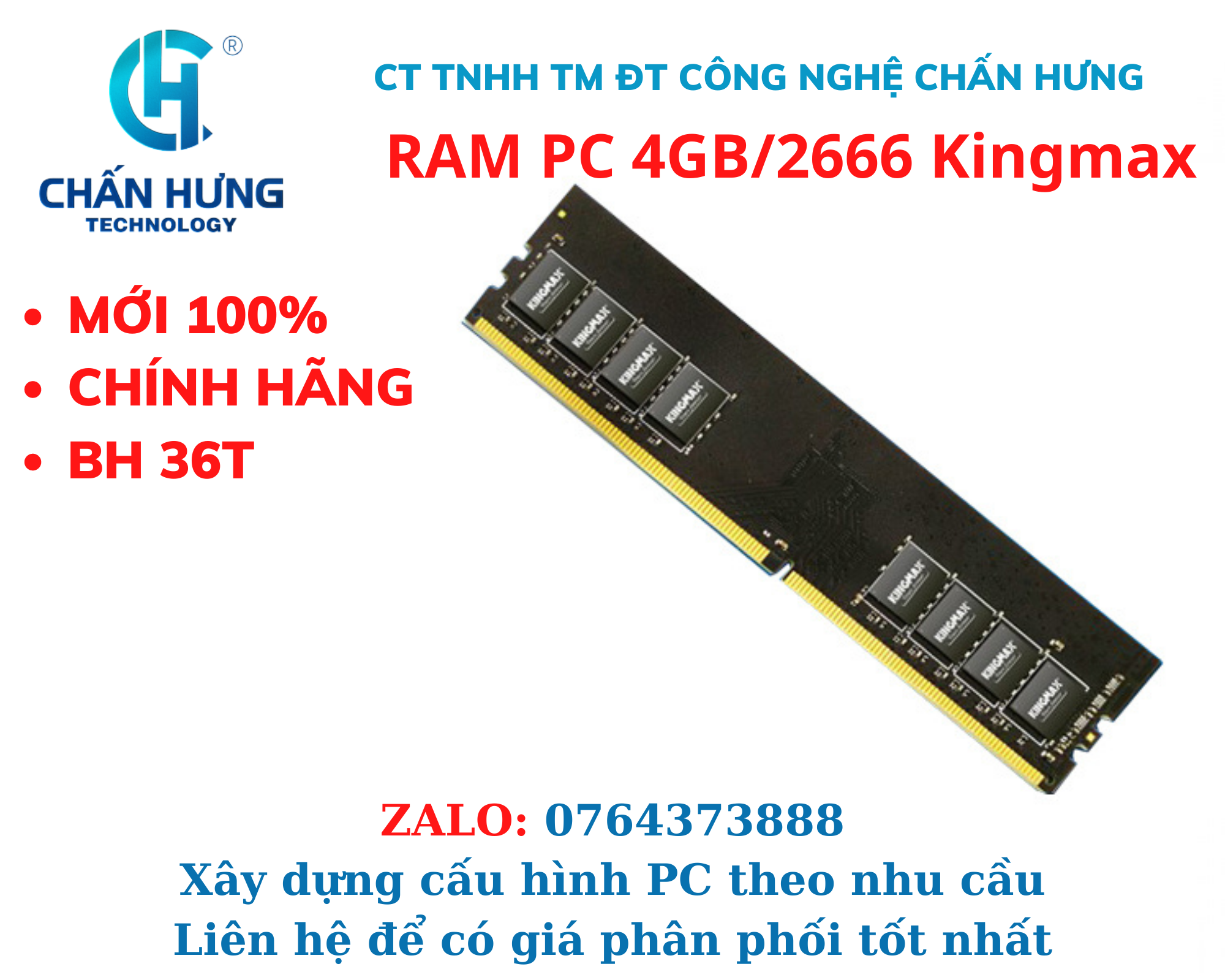 Ram KINGMAX DDR4 4GB bus 2666MHz cho PC - HÀNG CHÍNH HÃNG