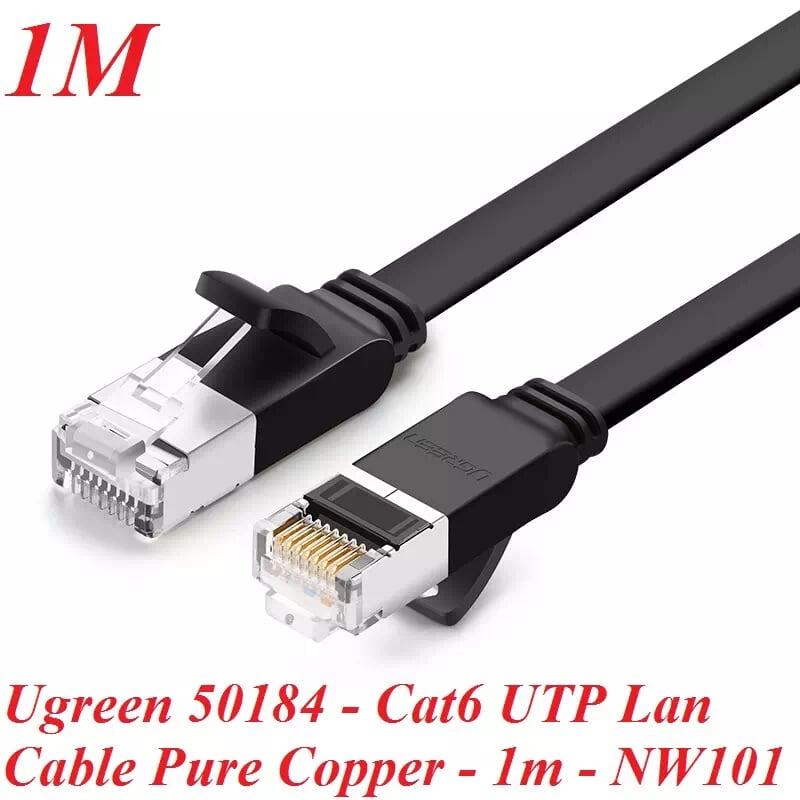 Ugreen UG50184NW101TK 1M màu Đen Cáp mạng LAN CAT 6 UTP dây dẹp - HÀNG CHÍNH HÃNG