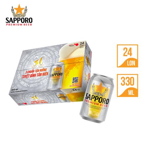 Thùng Bia Sapporo Premium - 24 lon 330ml