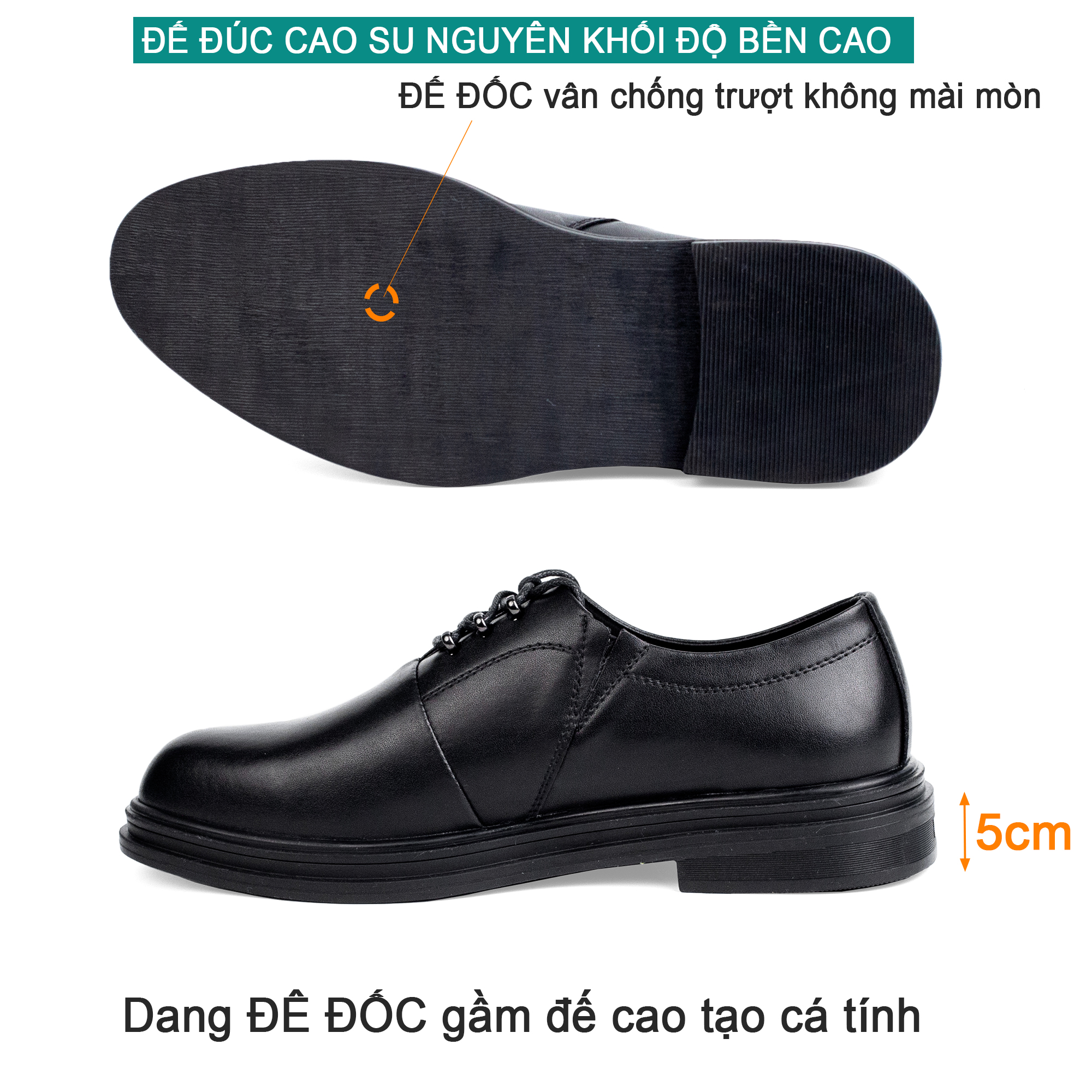 Giày da nam công sở đế cao Bụi Leather G123 - Da bò Nappa cao cấp - Phong cách trẻ trung năng động - Bảo hành 12 tháng