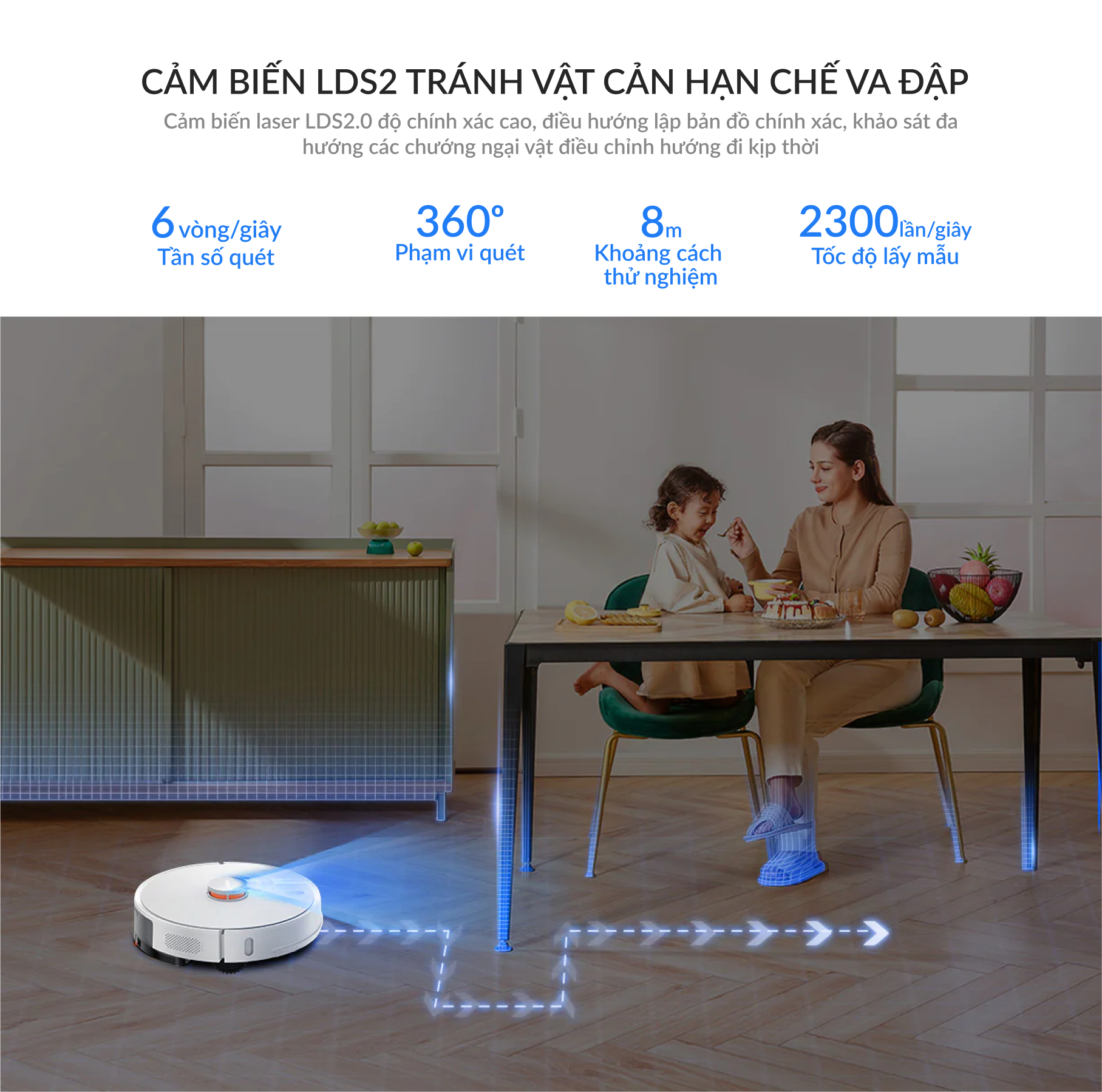 Robot hút bụi Lydsto R1 PRO thông minh có định vị bằng hệ thống cảm biến LDS - Hàng chính hãng