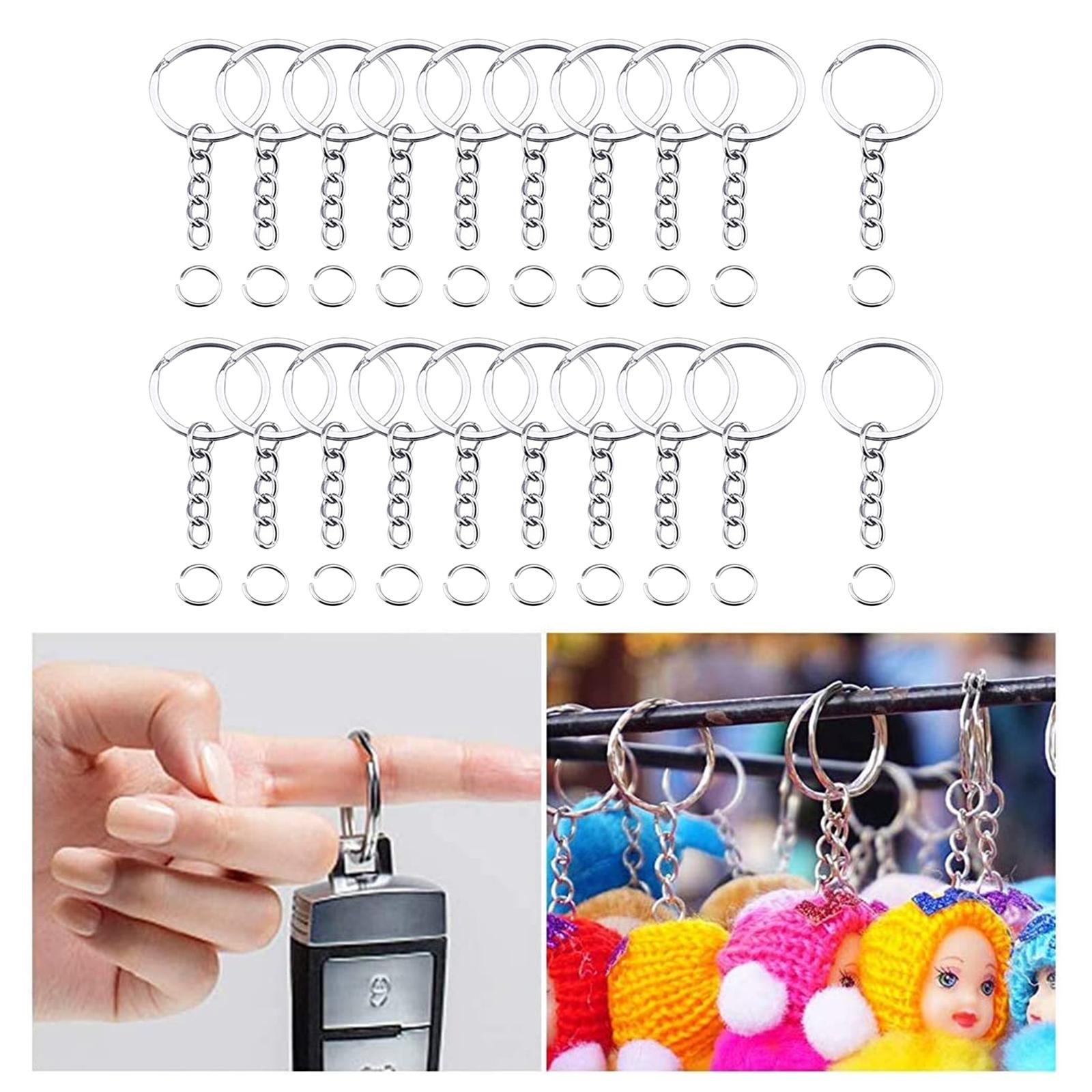 100Pcs Keyring Rings Key Chain Metal Split Key Rings with Chain and Open Jump Rings and for DIY Crafts Jewelry Making, 25 mm Diameter