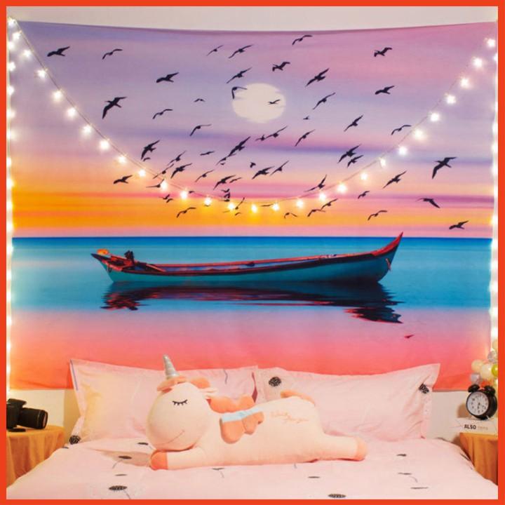 Thảm treo tường canvas trang trí decor phòng hoàng hôn mộng mơ siêu xinh tặng kèm móc treo và miếng dán tiện lợi