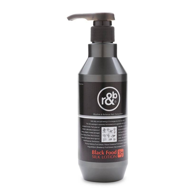 Kem dưỡng tóc dưỡng ẩm phục hồi tóc hư tổn giữ nếp tóc uốn R&amp;B Black Food Silk Lotion, Hàn Quốc 450ml