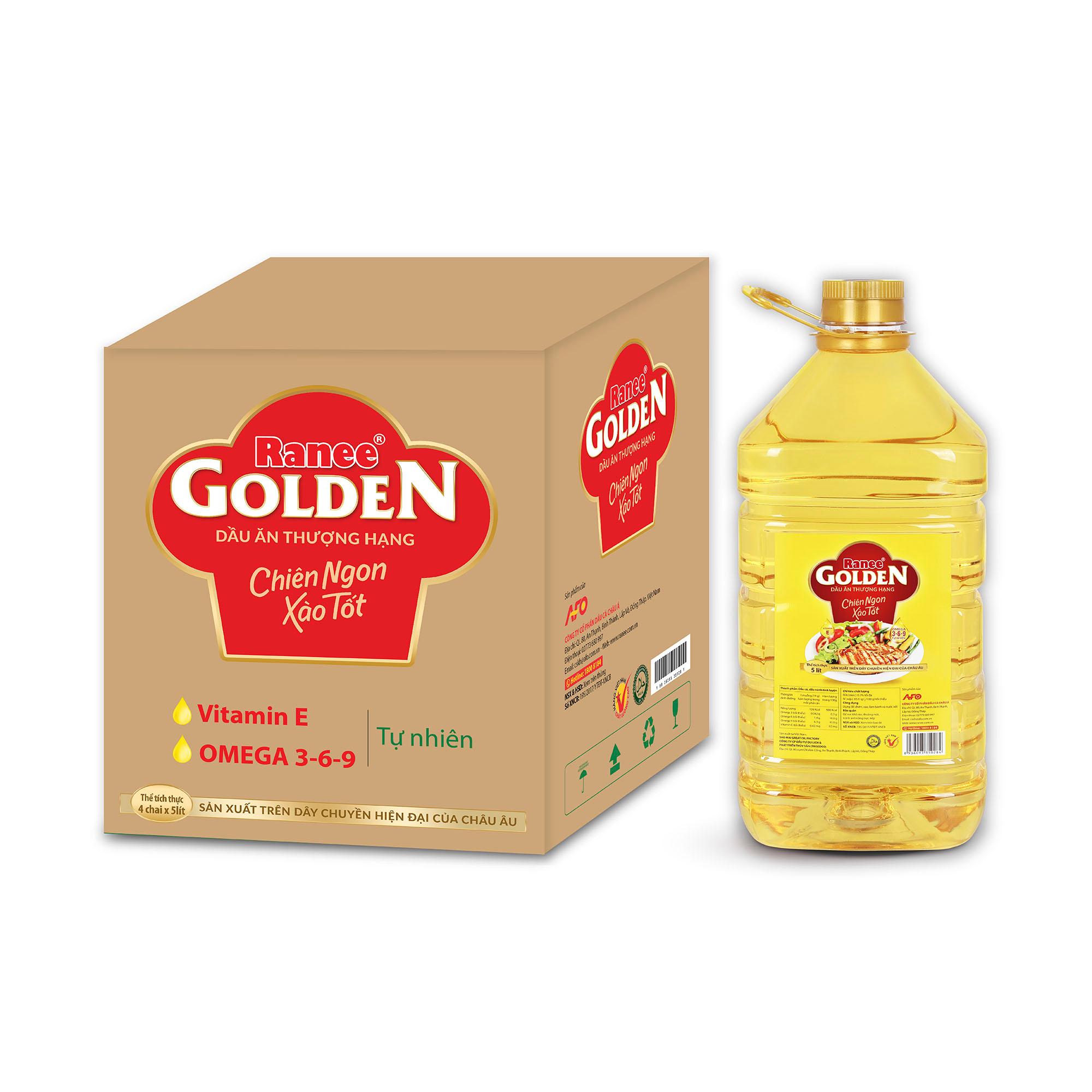 Thùng dầu ăn Ranee Golden 5 lít (5 lít/chai x 4 chai)