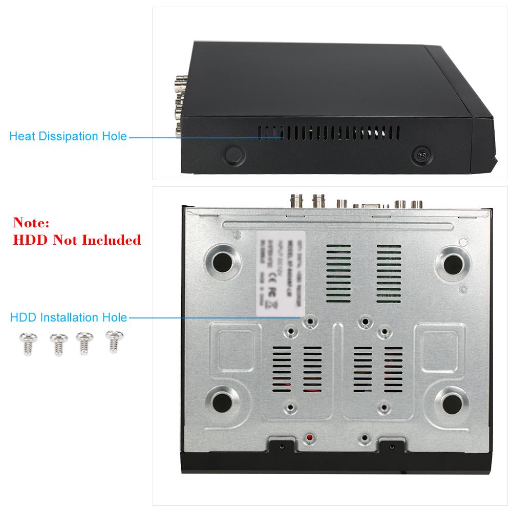 4CH Channel CCTV Video Recorder 1080P Hybrid NVR AHD TVI CVI DVR 5-in-1 P2P Cloud Network Support Plug and Play Phone APP Free CMS Browser View Motion Detection PTZ for CCTV Security Camera Surveillance System