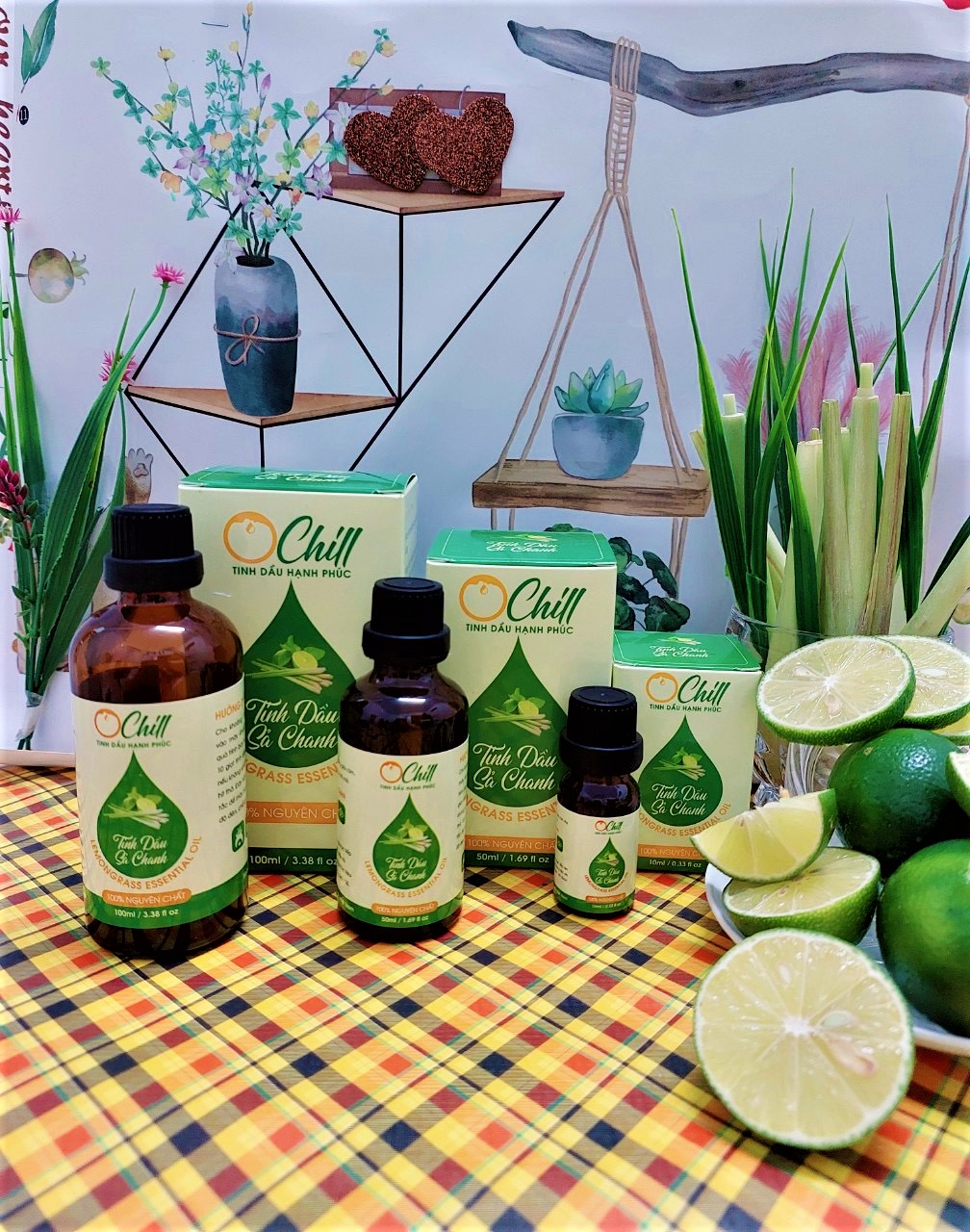 Tinh Dầu Sả Chanh OCHILL, Nguyên Chất 100%, Lemongrass Essential Oil - Kiểm Định QUATEST, COA