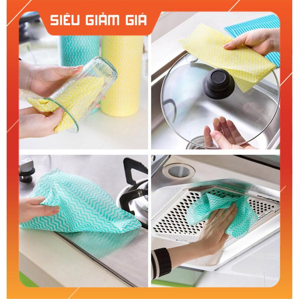 Cuộn Khăn Lau Nhà Bếp Lau Tay Bát Đĩa Đa Năng Chất Liệu Vải Không Dệt Siêu Thấm