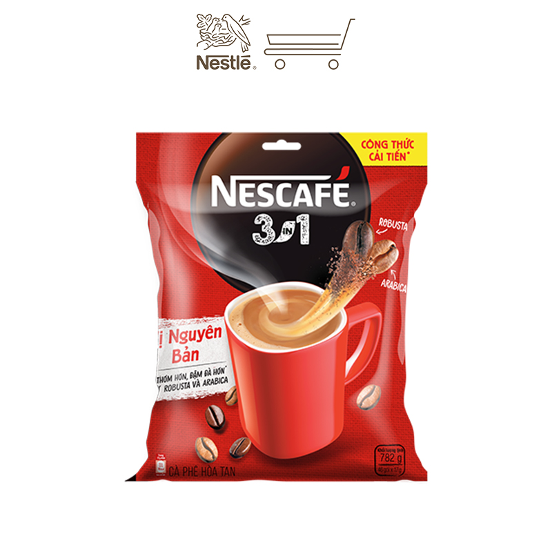 Combo 2 bịch cà phê hòa tan Nescafé 3in1 vị nguyên bản - công thức cải tiến (Bịch 46 gói)