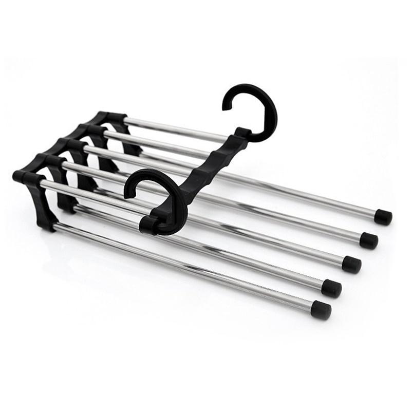 Hot Sale 5 In 1 Portable Multi-function Stainless Steel Pants Hanger Drying Rack Belt Storage Rack Space Saving Closet Organizer