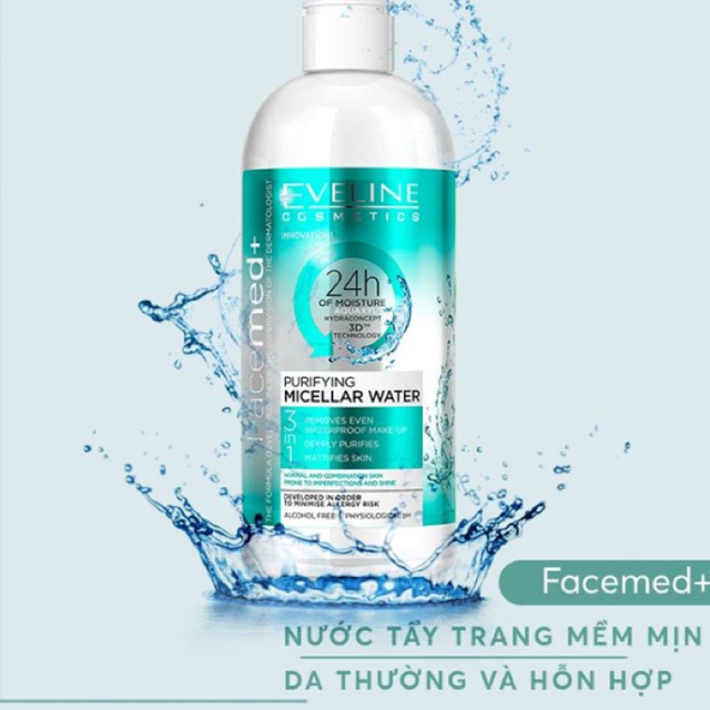 Nước tẩy trang mềm mịn da FACEMED da thường và hỗn hợp 400ml