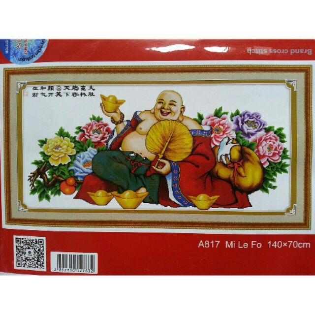 Tranh thêu chữ thập PHẬT DI LẠC A817. CHƯA THÊU.
