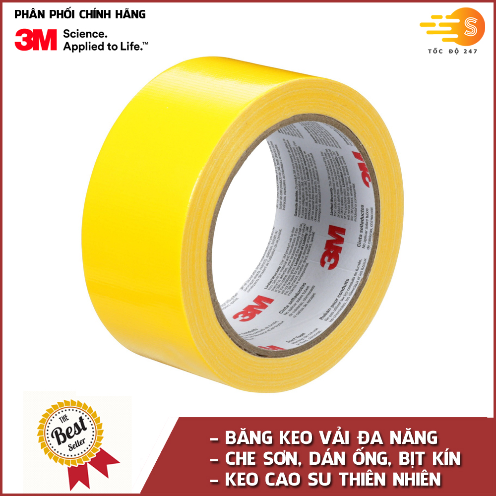 Băng keo vải đa năng chuyên dán che sơn, che chắn, bó ống 47.7mm x 45.7m 3M 1900 - dán bịt kín, dán thanh dài, dán cố định, nhiều màu sắc